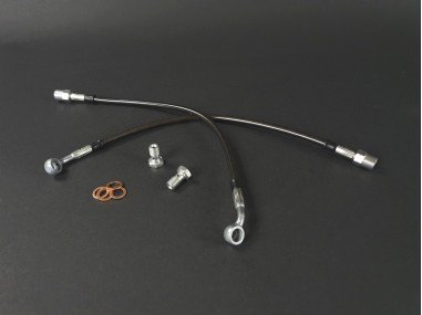 Flexibles de Frein Avants Type Aviation Gainés Noir 5 Gt Turbo pour Etrier Brembo 406 (x2)