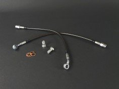 Flexibles de Frein Avants Type Aviation Gainés Noir 11 Turbo pour Etrier Brembo 406 (x2)