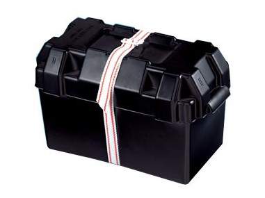 Bac à Batterie Noir 185x355x263mm, Couvercle et Sangle