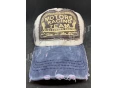 Casquette Vintage Visière Bleue, Patch Marron