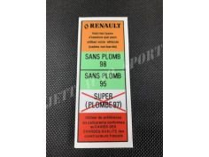 Sticker Renault Carburants Sans Plomb 95 98 Clio 16S / Williams