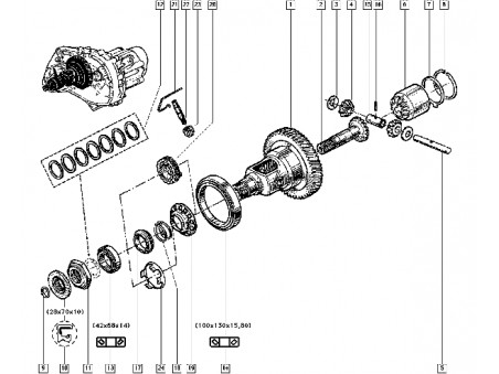 Roulement de Différentiel Cage Conique Diam 68mm Boîtes de Vitesses JB3 et JC5 - 77 03 090 361