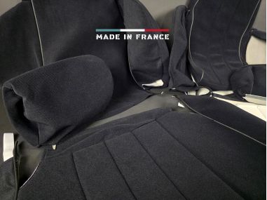 Housses de Sièges R5 Alpine Turbo Noir Côtelé avec Passepoil (set complet)