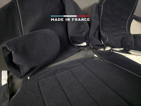 Housses de Sièges R5 Alpine Turbo Noir Côtelé avec Passepoil (set complet)
