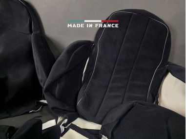 Housses de Sièges R5 Alpine Turbo Noir Côtelé avec Passepoil (set complet)