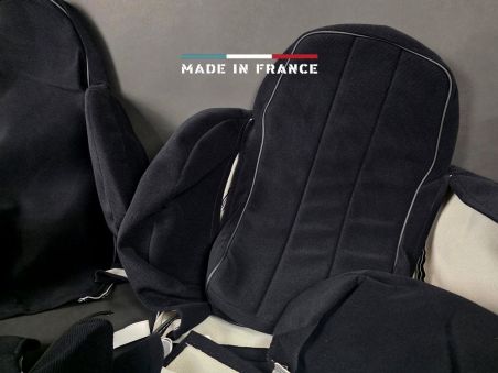 Housses de Sièges R5 Alpine Turbo Noir Côtelé avec Passepoil (set complet)